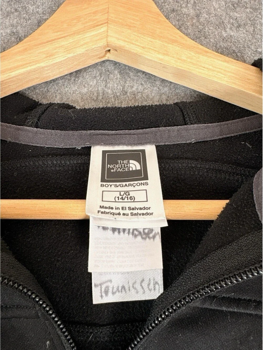 The North Face Boys Black Fleece Full Zip Hooded Jacket Size L (14/16)